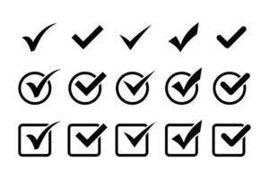 Check mark icons. Check mark sign symbols. Approved icons vector