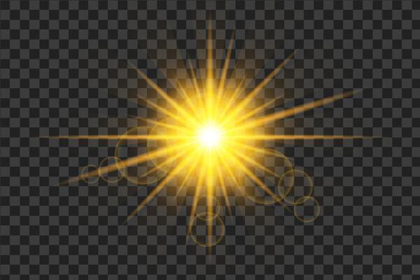 Sun rays isolated background.
