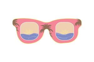 Summer sunglasses with ocean view. Summer season element vector