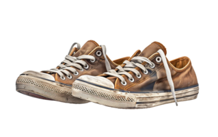 Distressed Finish Men's Canvas Shoes On Transparent Background png