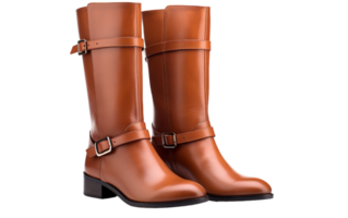 kniehoch Stiefel mit Schnalle auf transparent Hintergrund png