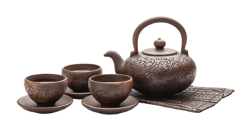 tradicional utensílios de chá em transparente fundo png
