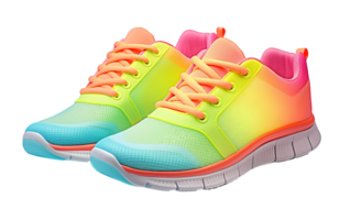 Vibrant Neon Running Shoes for Women On Transparent Background png