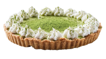 Coconut Matcha Cream Pie isolated on the transparent background, Format png