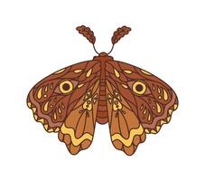 Retro groovy butterfly, 70s hippie art symbol vector