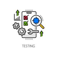 aplicación desarrollar y pruebas, software codificación icono vector