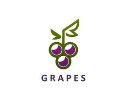 Grape wine icon, featuring linear purple berries vector