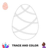 Trace and color Easter egg for kids. Handwriting practice . Coloring page for preschoolers vector