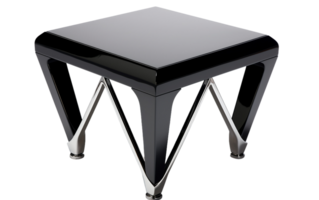 Black Lacquer Side Table with Chrome Accents On Transparent Background png