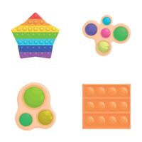 Pop it icons set cartoon . Pop it toy of various shape and color vector