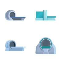 Mri diagnostic icons set cartoon . Hospital and medical equipment vector