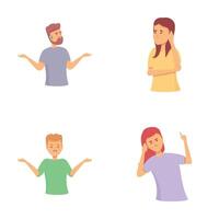 Hearing problem icons set cartoon . Deaf people with hearing problem vector