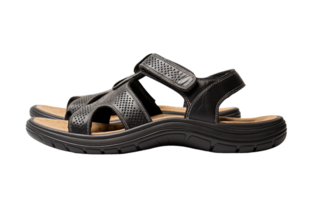 Classic Black Leather Sandals for Men On Transparent Background png