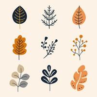 Autumn Leaves Vibrant Flat Picture. Perfect for different cards, textile, web sites, apps vector