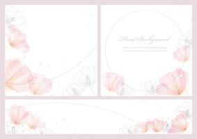 Floral Background Illustration Set With Text Space Isolated On A Plain Background. vector