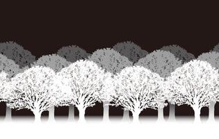 monocromo sin costura bosque silueta ilustración con texto espacio. horizontalmente repetible vector