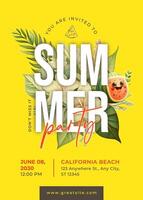 Yellow Minimalist Summer Party Invitation Card template