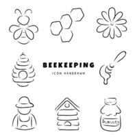 beekeeping icons set, beekeeping hand drawn icons, beekeeping hand drawn icons, beekeeping vector