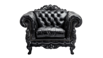 Black Leather Armchair, on transparent background, format png