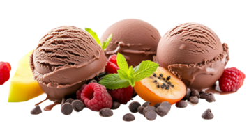 Heavenly Ice Cream with Fresh Fruit on Transparent Background png