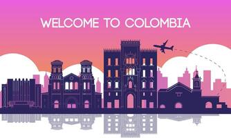 Colombia famous landmark silhouette style vector