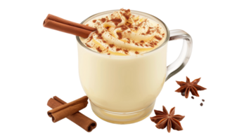 Cinnamon-infused Eggnog, on transparent background, format png