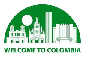 Colombia famous landmark silhouette style vector