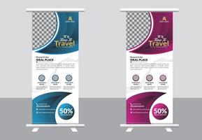 Travel Roll-up banner design template vector