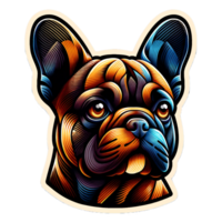 Colorful French Bulldog Sticker Illustration Isolated on Transparent Background png