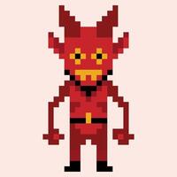 Pixel devil or demon icon. 8 bit evil character for games and applications vector