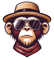 Stylish Monkey Sporting Glasses and a Hat png