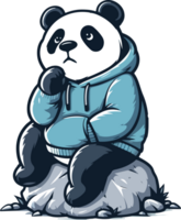 encapuzado panda relaxando em a pedras png