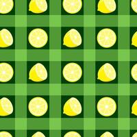 Lemon Citrus Fruit Gingham Plaid Seamless Pattern vector