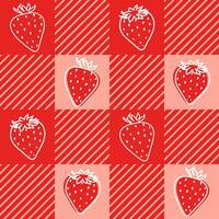 Strawberries Gingham Plaid Seamless Pattern vector