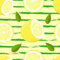 Lemon Citrus Fruit Striped Seamless Pattern vector