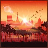 city at sunset vector