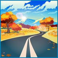 Picturesque autumn road vector