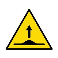 Speed hump yellow triangle sign age banner illustration isolated on square white background. Simple flat poster graphic design for prints. vector