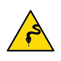 Beware of snakes caution black and yellow signage silhouette illustration isolated on triangle background. Simple flat graphic design for prints drawing. vector