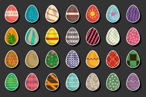 Illustration on theme celebration holiday Easter with hunt colorful bright eggs vector