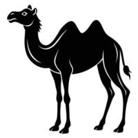 Desierto viajero, sencillo camello silueta vector