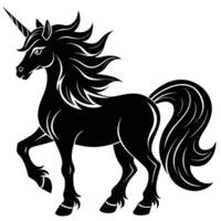 Magical Unicorn Silhouette Black and White vector