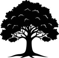 Oak tree silhouette black on white background vector