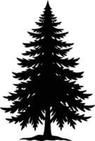 A black and white silhouette of a pine tree vector