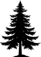 A black and white silhouette of a pine tree vector