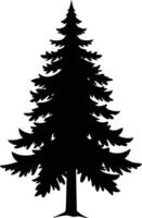 A black and white silhouette of a pine tree vector