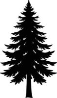 A black and white silhouette of a pine tree vector