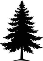 A black and white silhouette of a pine tree vector