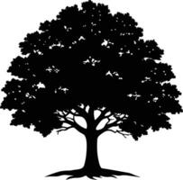 Oak tree silhouette black on white background vector