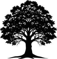 Oak tree silhouette black on white background vector